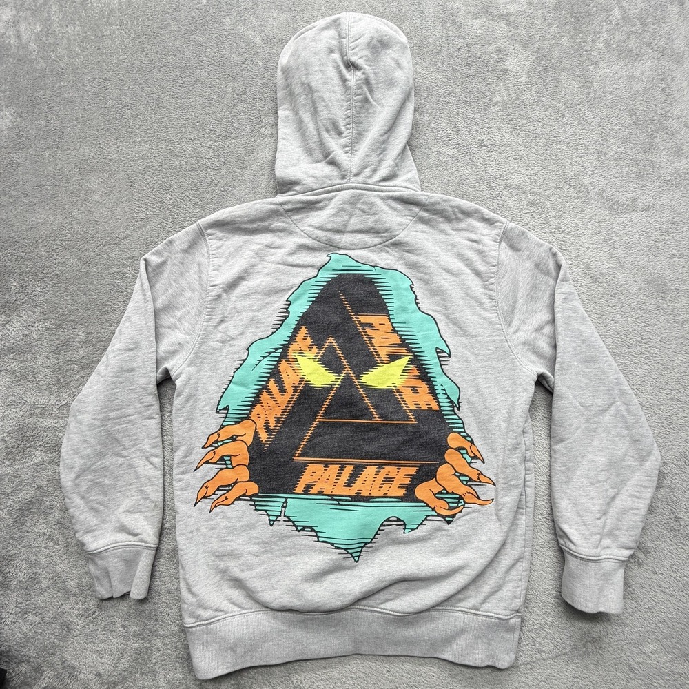 Palace Tri-Ripper Hoodie Mens M Grey Marl Pullover Graphic Heavyweight Skate